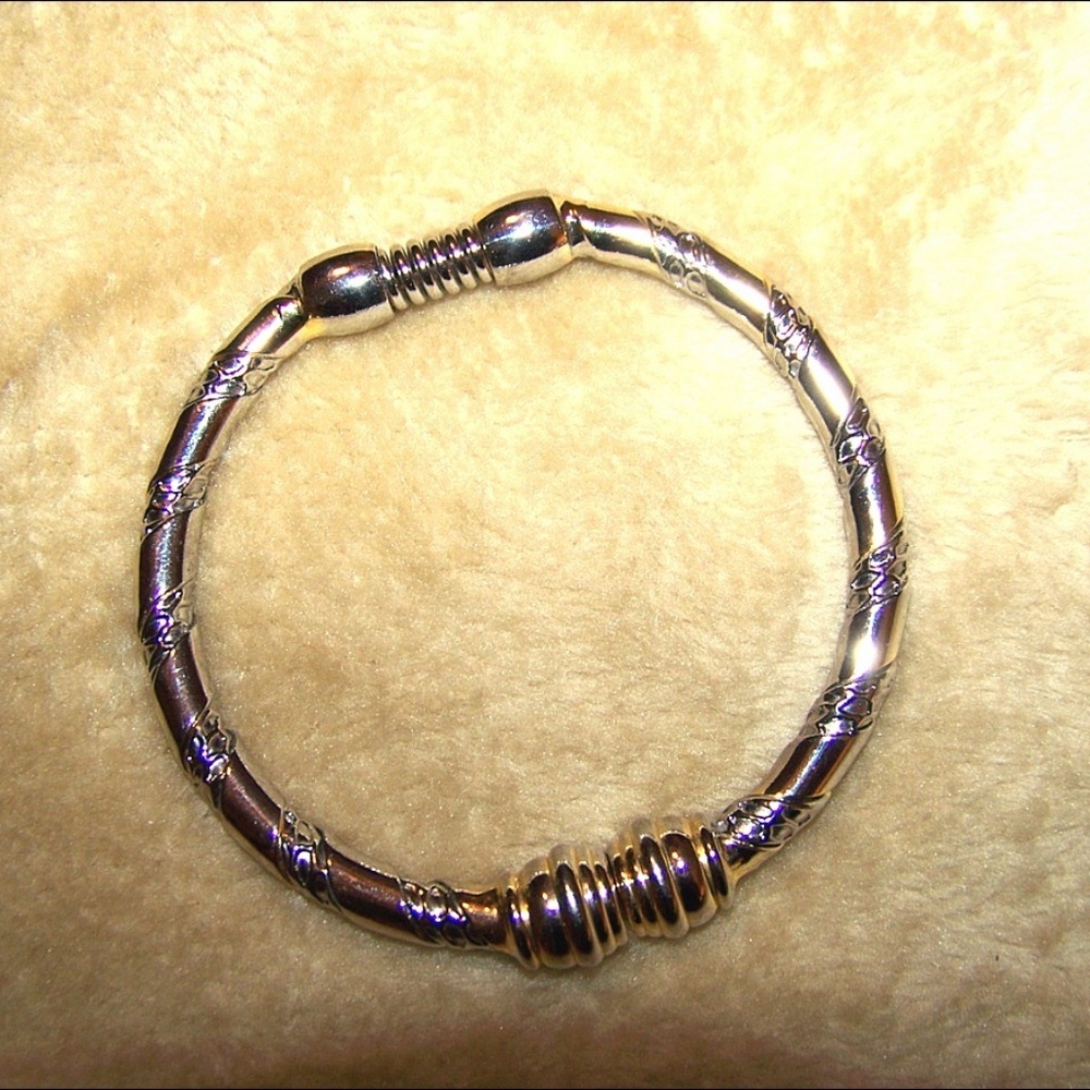 Goldtone Spring Open Bangle Bracelet